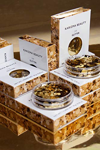 Karizma Holographic 24K Gold Glitter. 10G Chunky Face Glitter, Hair Glitter, Eye Glitter And Body Glitter For Women. Rave Glitter, Festival Accessories, Cosmetic Glitter Makeup. Loose Glitter Set #TOP3