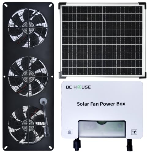 25W Solar Powered Exhaust Fan Kit with 12000mAh Lithium...