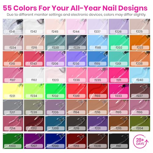 Image of Beetles Gel Nail Polish Kit with U V Light, 55 Colors Gel Polish 81 Pcs Nail Stuff Kit for All Seasons with Base and Matte&Glossy Top Coat Color Enchantment Plus Soak Off Gifts for Women