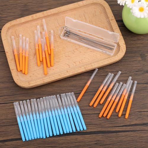 Image of 50pcs Shower Head Cleaner Tools, Multipurpose Shower Head Cleaning Brushes Multi-Size Showerhead Cleaner Picks Anti-Clogging for Bathroom Small Hole Nozzle Little Gaps (Orange, Blue)