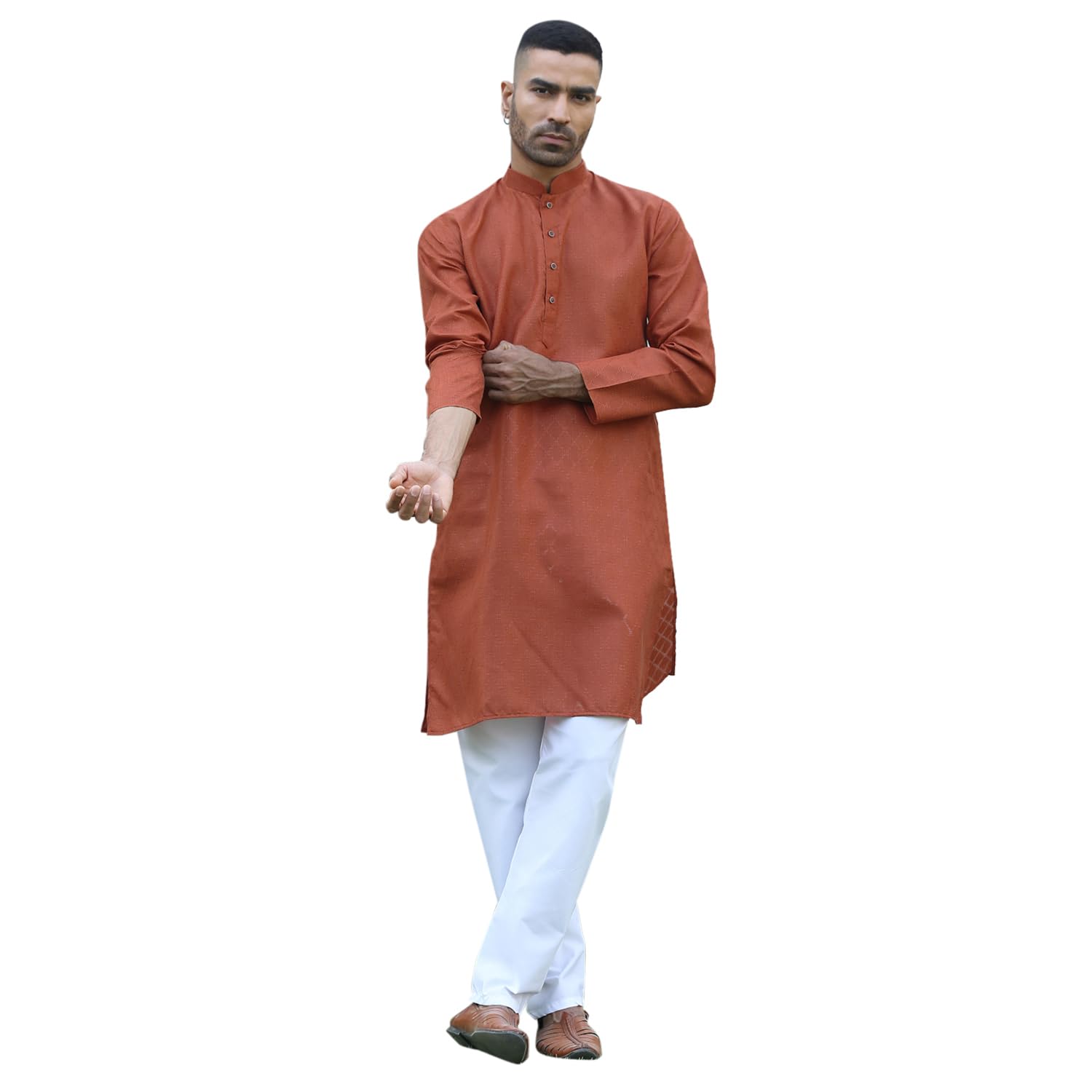 kraft india Men's Cotton Kurta Pyjama Set | Woven Design Traditional Ethnic Wear | Festive, Wedding & Casual Outfit | Comfortable & Breathable Fabric-picture-32