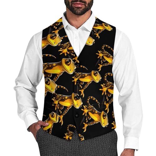 Salamander Lizard Men's Suit Vest Business Formal Waistcoat Vest with 2 Pockets for Wedding Party