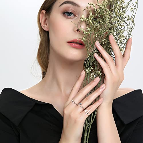 CASSIECA 20 Stücke Silber Ringe Set Verstellbare Finger Ringe Offene Knoten Verschiedene Stapelbare Gelenkschwanz Strand Schmetterlings Herz Schmuck für Frauen Mädchen