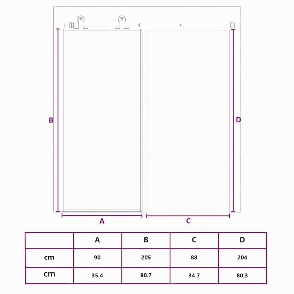 vidaXL Schiebetür mit Soft-Stop-Funktion Glasschiebetür Glastür Glas Schiebe Tür Schiebetürsystem ESG-Glas Aluminium 90x205cm Schwarz