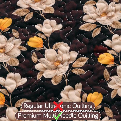 Image of HOKIPO 'Florentina Series' 1 PC Backrest Mat for Sofa Cover | Premium Multi-Needle Quilted Holland Velvet Mat with Anti Slip Backing, Camellia Brown (IN-877-V2*S)