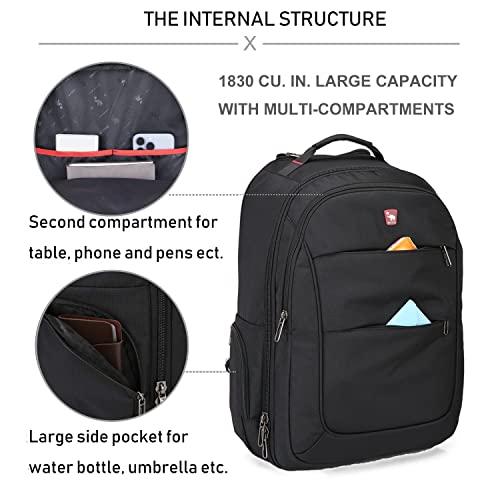 OIWAS Travel Rolling Backpack with Wheels, 17.3 inch Wheeled Laptop Backpack with Wheels for Adults, Carry on Luggage Business Roller Computer Bag Work Trolley Suitcase 36L Men Women Black4