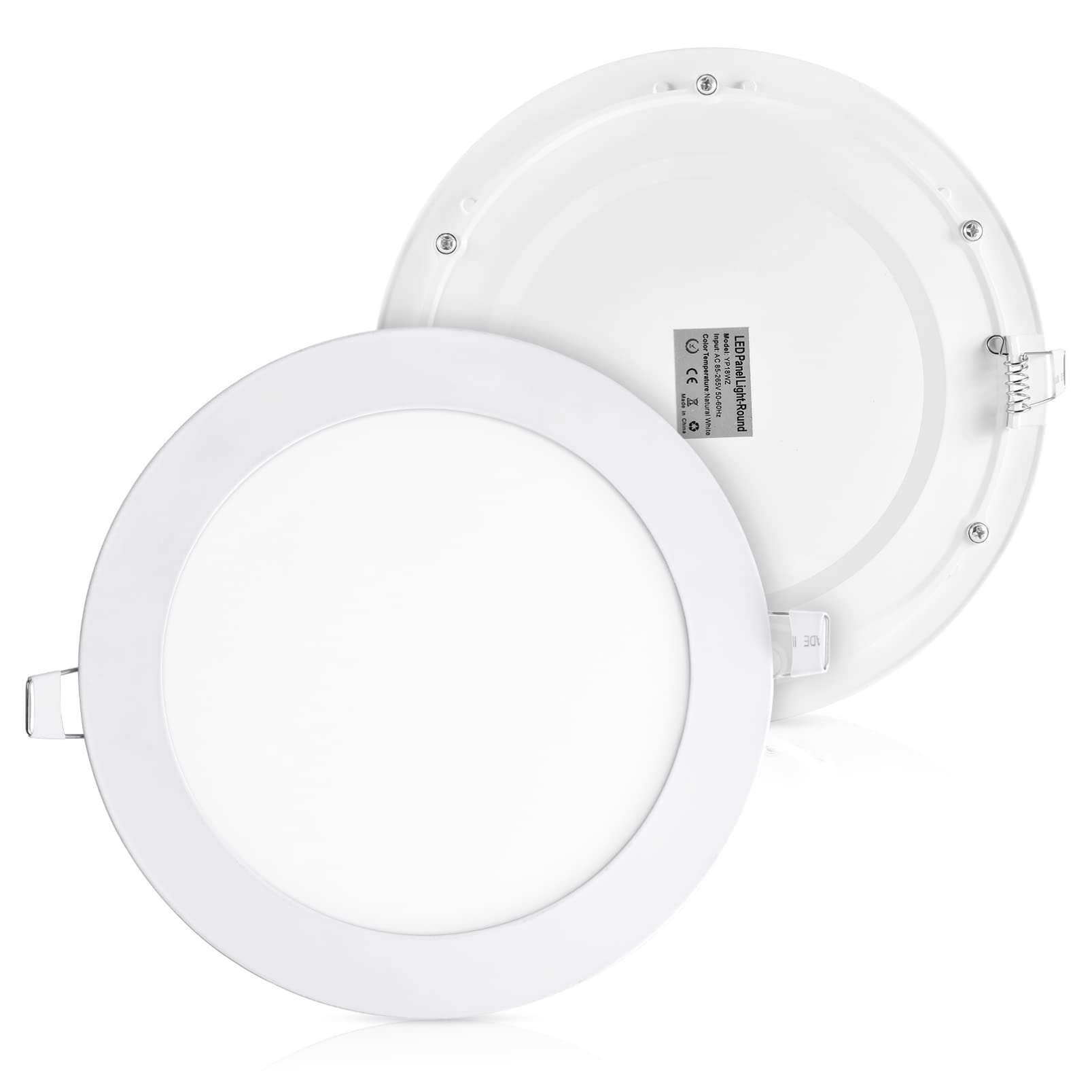 18W Round Led Flat Panel Lights Ultra-Thin Office Surface Mount Fixture 1800LM 4000K Daylight Recessed Troffer Lighting 85-265V