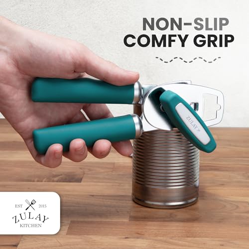 Image of Zulay Kitchen Manual Can Opener Heavy Duty Patented Stainless Steel, Jade