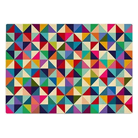 Colourful Geometric Pattern Kitchen Worktop Protector Saver Glass Chopping Board Cover
