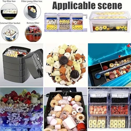 Image of Jainsons Pet Products Aquarium Fish Tank 12 in 1 Filter Media, Ceramic Rings Bio Balls Porous Filter Biochemical Ball Activated Carbon Filtration for Aquarium Fish Tank Pond Fountain (400, Grams)