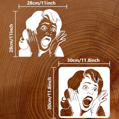 FINGERINSPIRE Shouting Woman Stencil 30x30cm - Reusable Banksy Theme Template for Painting & Home Decor - Image 2