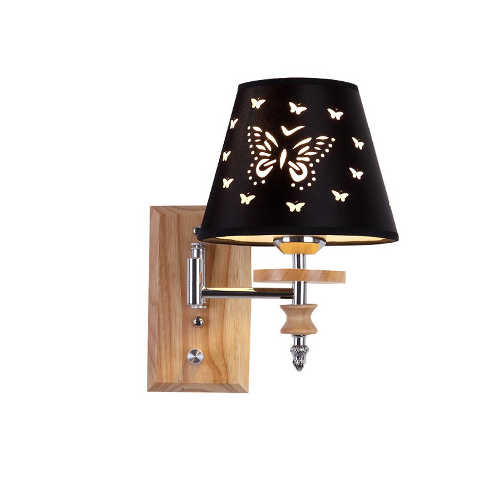 OZBMA Wall Mounted Light Modern Fabric Shade Lamp TV Background Sconces Decorated Living Room Bedroom Aisle Bathroom Lantern Rustic Wooden Reading
