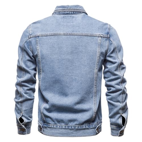 Men's Distressed Ripped Denim Jacket Slim Fit Fashion Workwear Casual Classic Button Down Trucker Jean Coat3