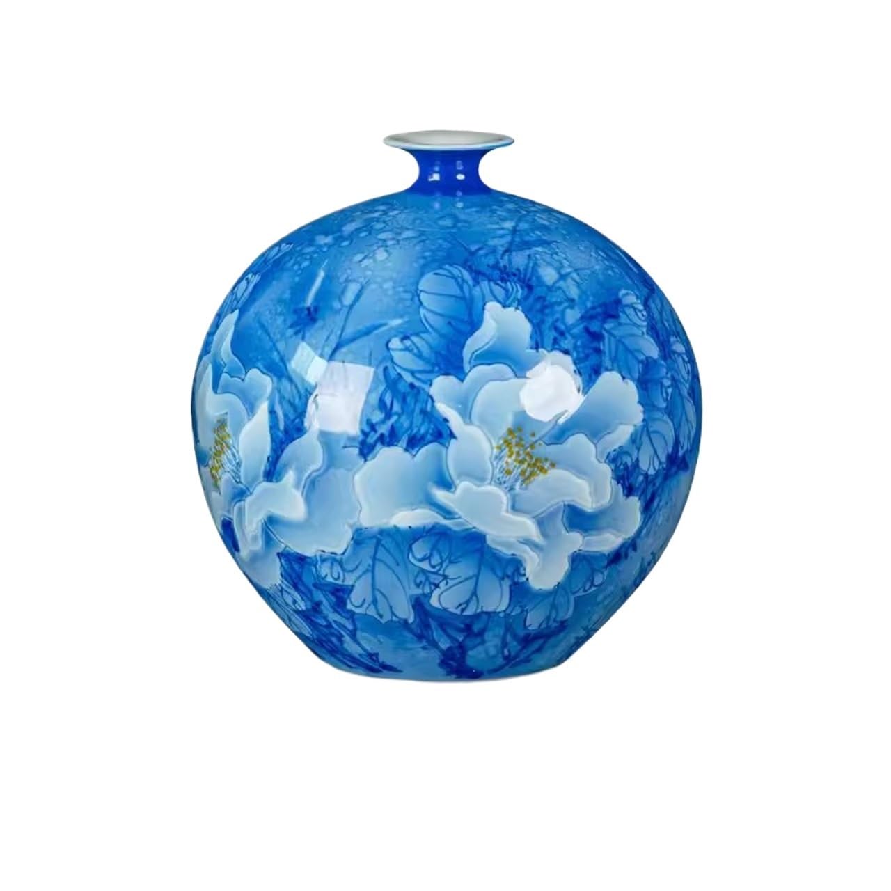 Bzgpmfud B Vase Desktop Ceramic Hand-Painted Chinese Style Living Room Antique Shelf Home Decoration Ornaments Small Porcelain Flowers(B)