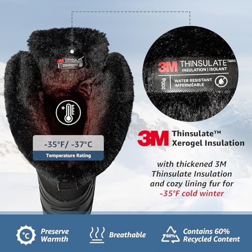 Kelway Genuine Leather Men's Snow Boots, Insulated Waterproof Winter Boots for Men, Mens Hiking Boots Outdoor Cold Weather3