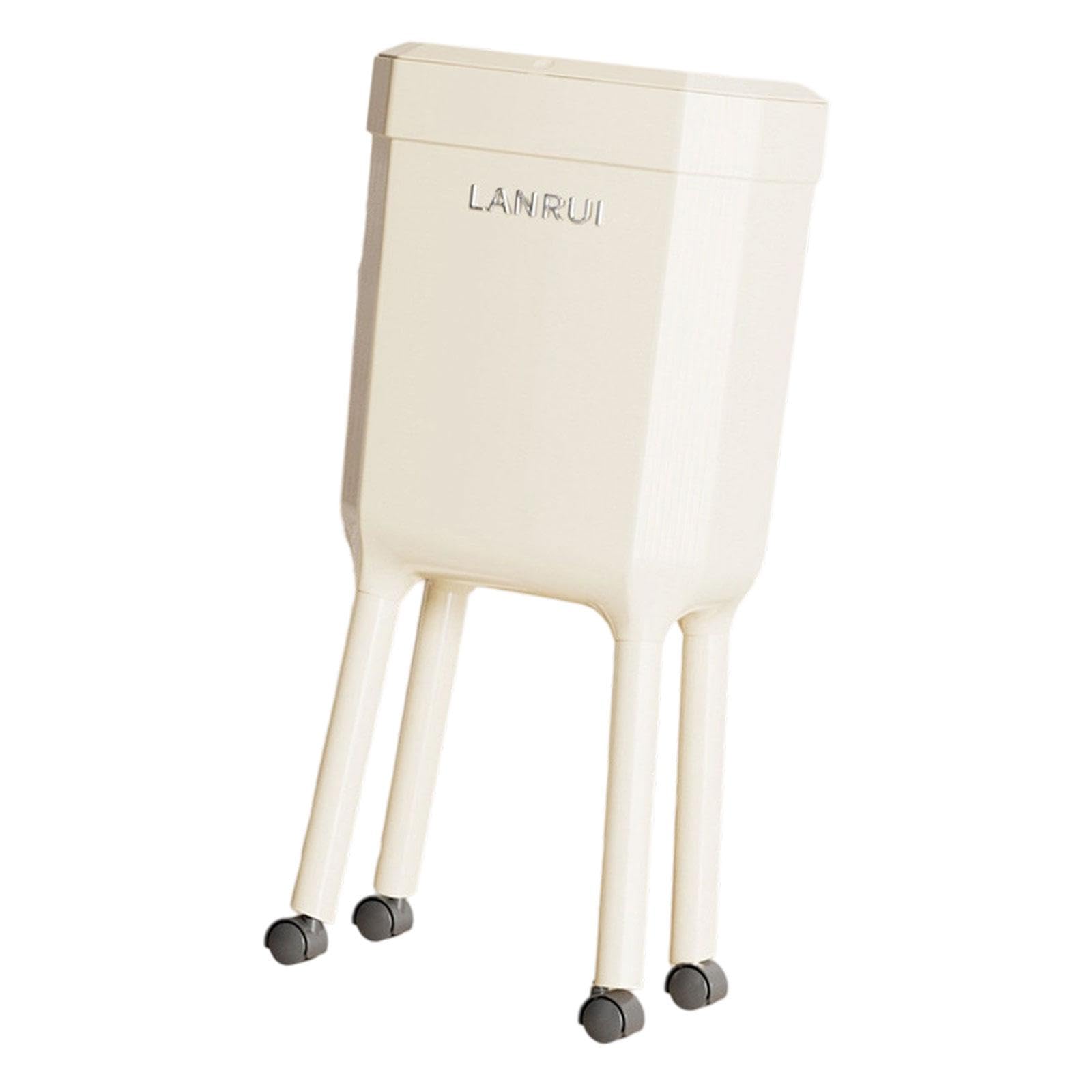 Pattumiera con Ruote, Pattumiera Minimalista, Cestino per Rifiuti per Soggiorno, Camera da Letto, Cucina, Bagno E Ufficio, Bianco
