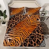 Homemissing Fur Drucken Kinder Spannbettlaken 90x200cm Leopard Spannbetttuch Western Farm Tierhaut Bettlaken Set für Kinder Jungen Mädchen Schlafzimmer Dekor Mikrofaser Ultra weich atmungsaktiv