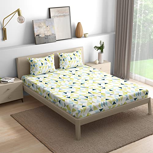 Image of Wakefit 100% Cotton 200 TC Flat Printed Bedsheet, Maze Queen Size (100x90 Inches) / (2.54m*2.29m) with 2 Pillow Covers Maze, Double