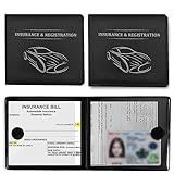 QUICTO 2PCS Car Registration and Insurance Card Holder, Car Card Organizer, PU Leather Documents Holder, Car Interior Organizer Accessories, for Car,Truck,SUV and Other Vehicle