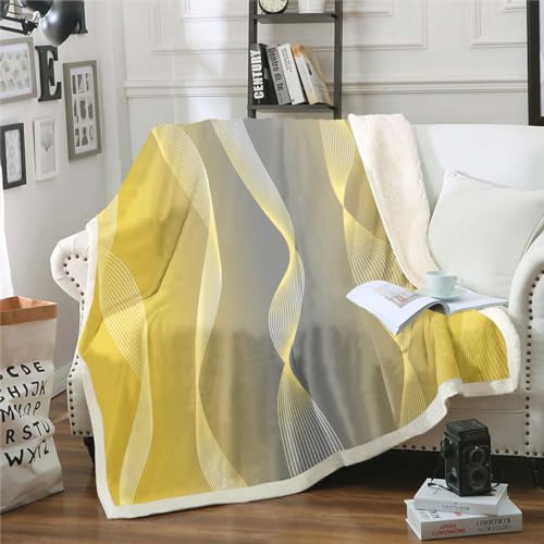 Erosebridal Gradient Yellow and Grey Throw Blanket 40"x50",Silver Foil Print