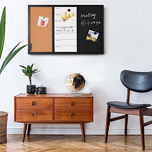 Tableau magnétique combiné liège et bois 60x40 cm pour notes - 5