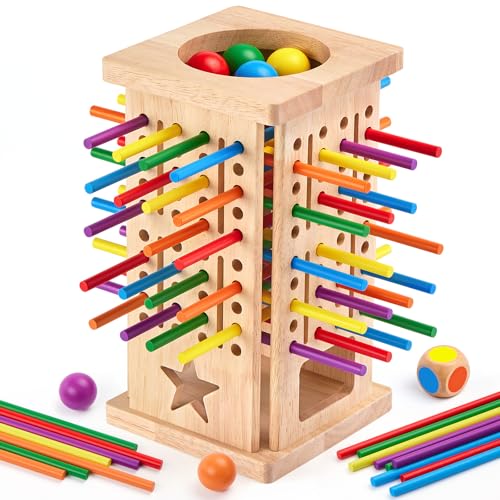 Montrix Juguetes Niños Juegos Montessori, Torre de Madera con 42