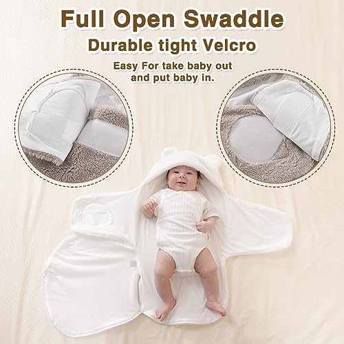Image of AiWMGL Baby Winter Fleece Swaddle Blanket 0-3 Months Boys Girls Warm Adjustable Newborn Swaddling Wrap Soft Plush Sleeping Sacks