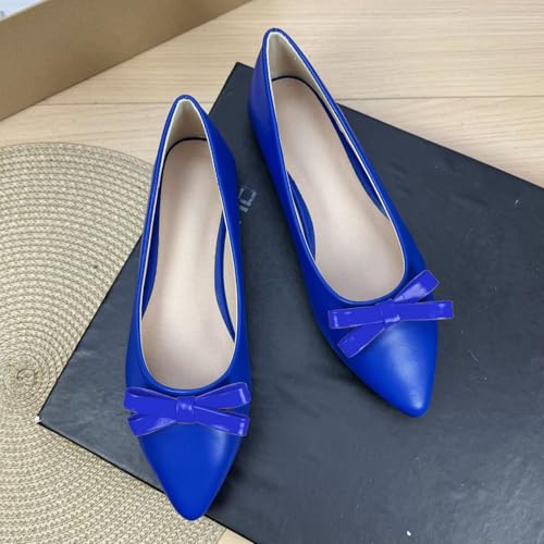 WENJIAZHIZHI Women's Bowknot Pointed Toe Ballet Flats Elegant Bride Dress Flat Dance Shoes Dressy Comfortable Flat Shoes Slip-Ons Loafers2
