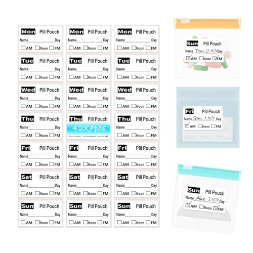 294pcs Waterproof Travel Pill Organizer Labels - 50x30mm (1.97x1.18inch) - Eco-Friendly Clear Writing Strong Adhesive Resists Smudging - Ideal for Medicine Bag & Pill Pouches