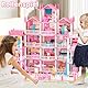 5-stöckiges Traum Puppenhaus für Mädchen mit 19 Zimmern, Lichtern, Puppen und Möbeln, großes DIY-Spielhaus für Kinder von 3-16 Jahren, perfektes fantasievolles STEM-Geschenk für Weihnachten (Rosa)