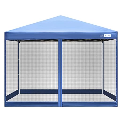 VIVOHOME 210d Oxford Easy Pop Up Canopy, 8x8 Outdoor Screen Tent with Mesh Mosquito Netting Side Walls for Camping Picnic Party Deck Yard Events, Blue