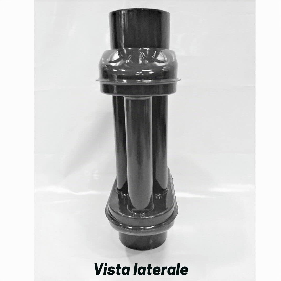 UZMAN Scambiatore di calore per camino / scambiatore di aria calda, camino per gas di scarico, scambiatore di gas di scarico nero, diametro 130 mm, 6 tubi con smorzatore