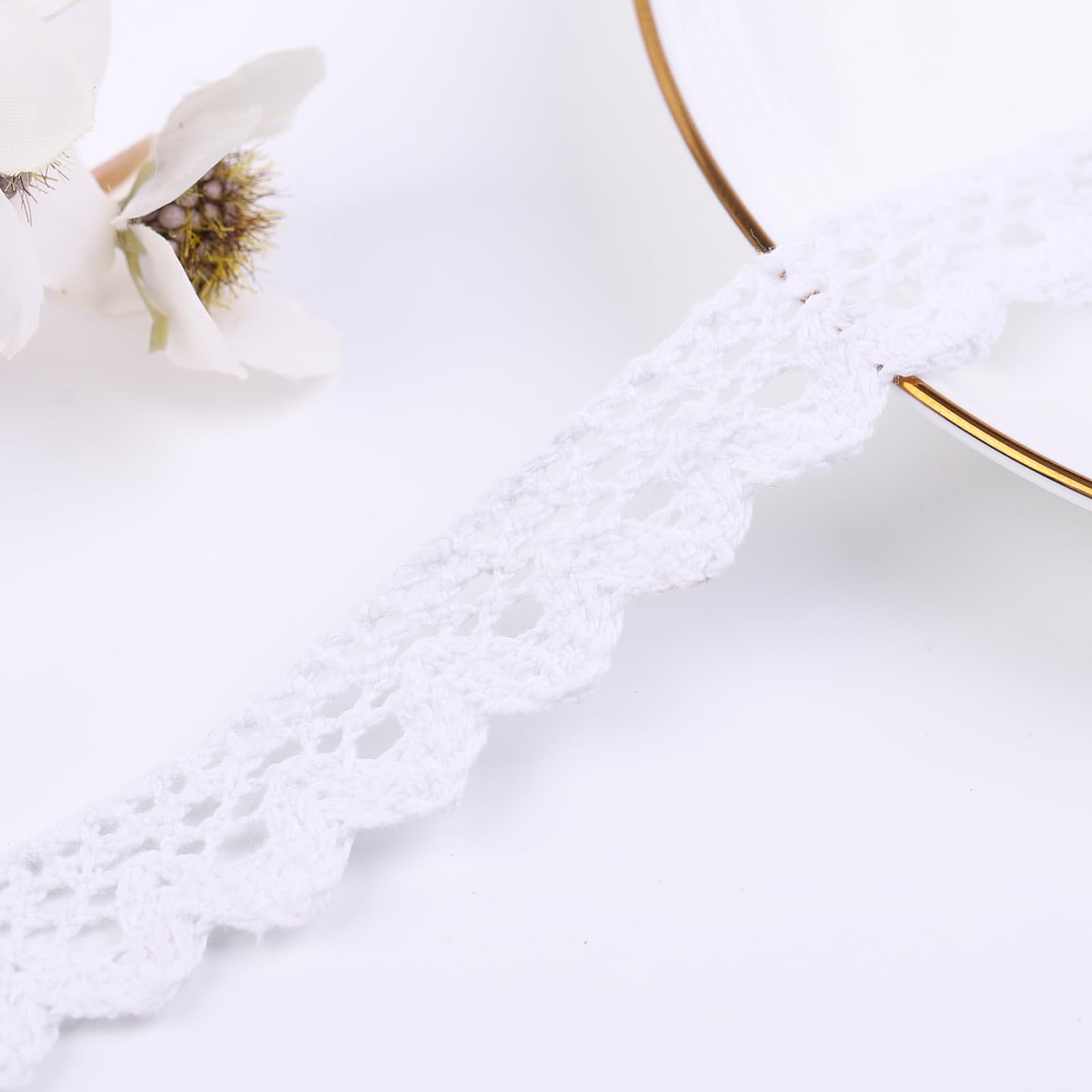 Cinta de encaje de 30 yardas de 1.1 pulgadas de ancho, borde de encaje multicolor para costura, encaje de ganchillo para manualidades, disfraces o joyas y costura (blanco)