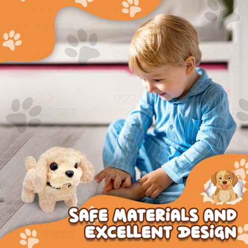 Image of Wembley Cute Plush Puppy Toy| Soft & Interactive Battery Operated| Walking, Barking & Jumping & Tail Wagging Pup for Kids| Tail Wagging Cute Pet| Birthday Gift for Babies (Beige)
