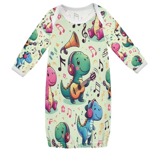 senya Nightdress Sleeper Gown Long Sleeve Nightgown Pajamas Dinosaur Music for 3-12 Months Multi
