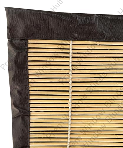 Image of Waterproof Bamboo Curtains for Balcony Roller Rollup Blinds Bamboo Chick Curtain, Rain, Sunlight Solution, Cold Air Protection, Window,Door (Color-Brown,3ft x 9ft (W x H)