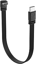 YACSEJAO 90 Grad USB C auf USB C Kabel Rechtwinkliges USB C 2,0 Flachdatenkabel, 15cm/0,5ft Typ-C Stecker auf Stecker, kurzes Ladekabel für Telefone, Laptop, Autoladegeräte (Straight to Right Angle)