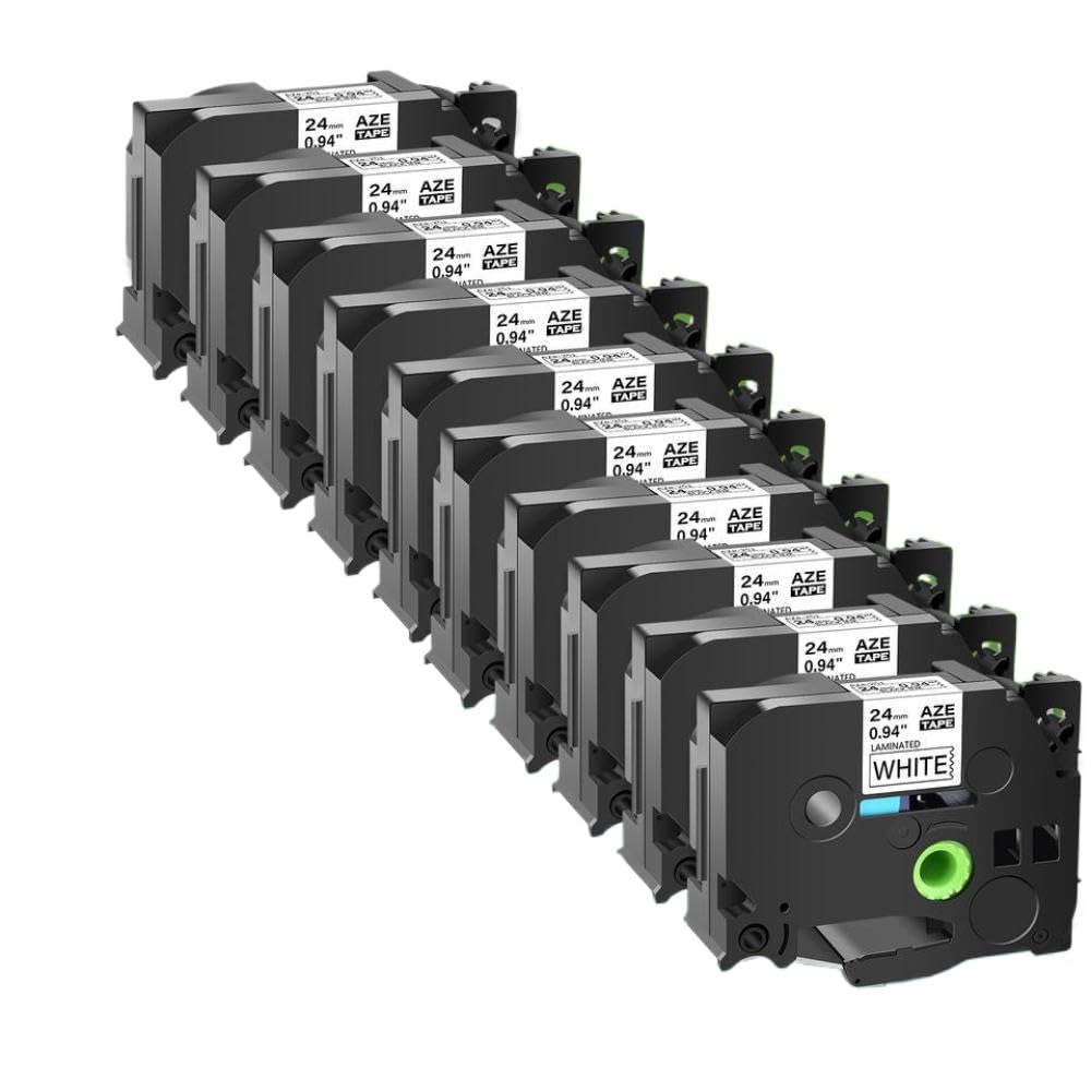Ruban d'étiquettes 24mm 10PK 100% Compatible avec TZe TZ 251 régional Noir sur Blanc Compatible avec PT 1500 Prquinry