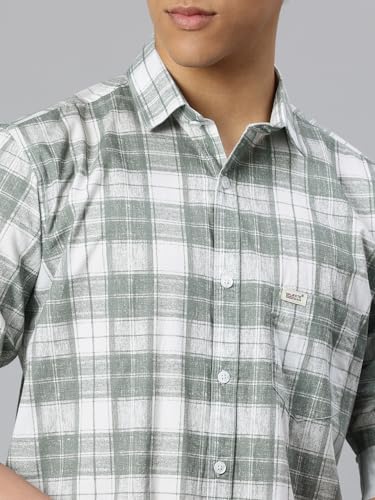 Image of Majestic Man Men's Pure Cotton Checkered Slim Fit Casual Shirt - Full Sleeve | Trendy & Comfortable