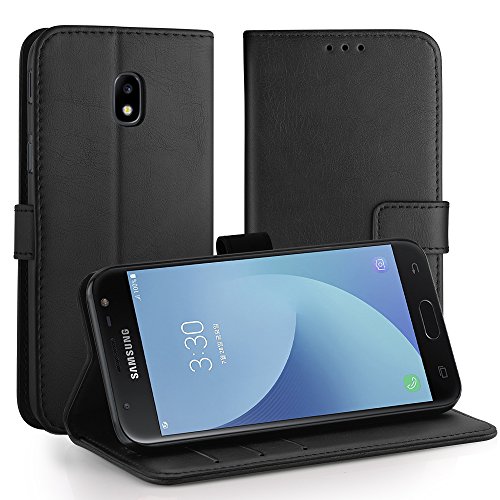 Simpeak Case Compatible with Samsung Galaxy J3 2017, Leather Flip Wallet Case Cover Replacement for Samsung Galaxy J3 2017,[Card Slots][Stand Feature][Magnetic Closure Snap], Black