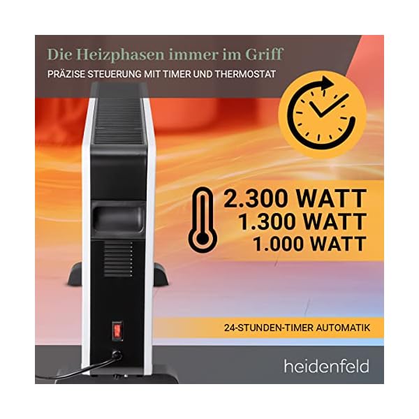 Heidenfeld Elektro Konvektorheizung EK100 | 3 Jahre Garantie - 2300 Watt - Fernbedienung - Timer - LCD-Display… – Bild 7