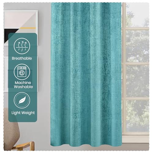 Image of FRESH FROM LOOM Supreme Texture Polyester Padre| Curtains for Home 7 Feet | Semi Black Out 80% Room Darkening Screens (Aqua | 2pc Double Weaved Parda | Eyelet Ring | Window & Door Curtain)