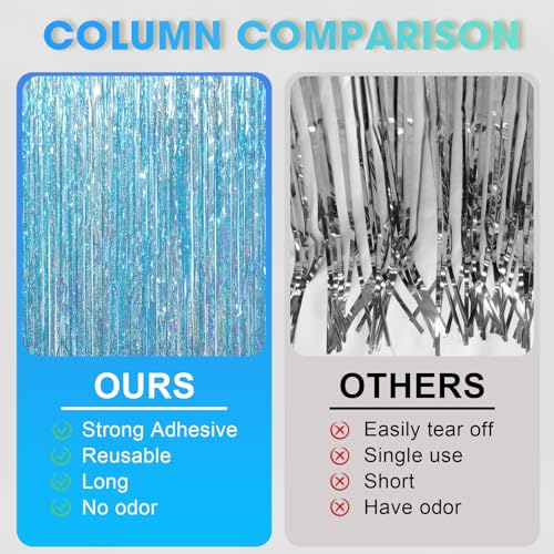 Voircoloria 3 Pack 3.3 x 6.6 ft Foil Fringe Backdrop Curtains, Tinsel Streamers Party Decorations, Fringe Backdrop for Birthday, Baby Shower, Gender Reveal, Graduation - Image 6