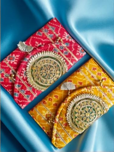 Image of JAIPUR ACE Decorative Shagun Money Gift Box Pack of 2 | Multicolor Printed Purse for Cash Envelopes, Jewellery & Wedding Gifting | Festive Return Gift Box for Marriage Occasions