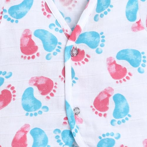 Image of Polka Tots Baby Boys & Girls Cotton Muslin Jabla Vest - Half Sleeve, Front Open, Soft & Breathable Daily Wear, Pack of 3 (Newborn)