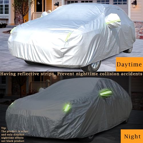 Image of Car Cover Waterproof All Weather for Automobiles Outdoor Car Covers for Automobiles with Zipper Door Universal in All Seasons Snow Prevention Rainproof Sun for car and Sedan(193x72x59 inch)