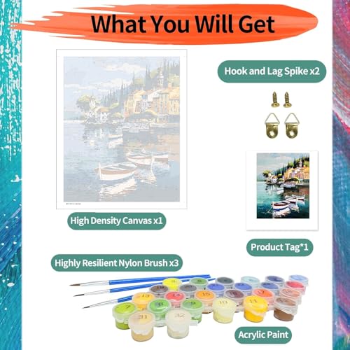 Kit de pintura de paisagem por números, kits de pintura de paisagem marítima por números para adulto