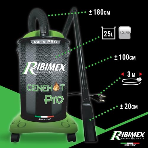 Ribimex Aspiracenere Elettrico Cenehot Serie Pro per Ceneri Calde fino a 40 Gradi, con Filtro HEPA Speciale, Bidone da 25 L, Potenza 1200 W, Ideale per Stufe, Caminetti e Barbecue - PRCEN005 - 4