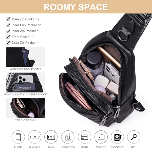 Image of cakang Womens Sling Bag Crossbody Bags for Women Vegan Leather Sling Backpack Daypack Fanny Pack Crossbody Purse Travel