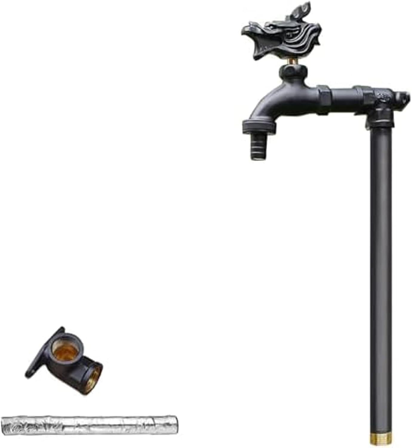 Kupfer-Wassersäule for den Außenbereich, freistehender Gartenhahn for Bewässern und Waschen Hof(Black,80cm/32in)